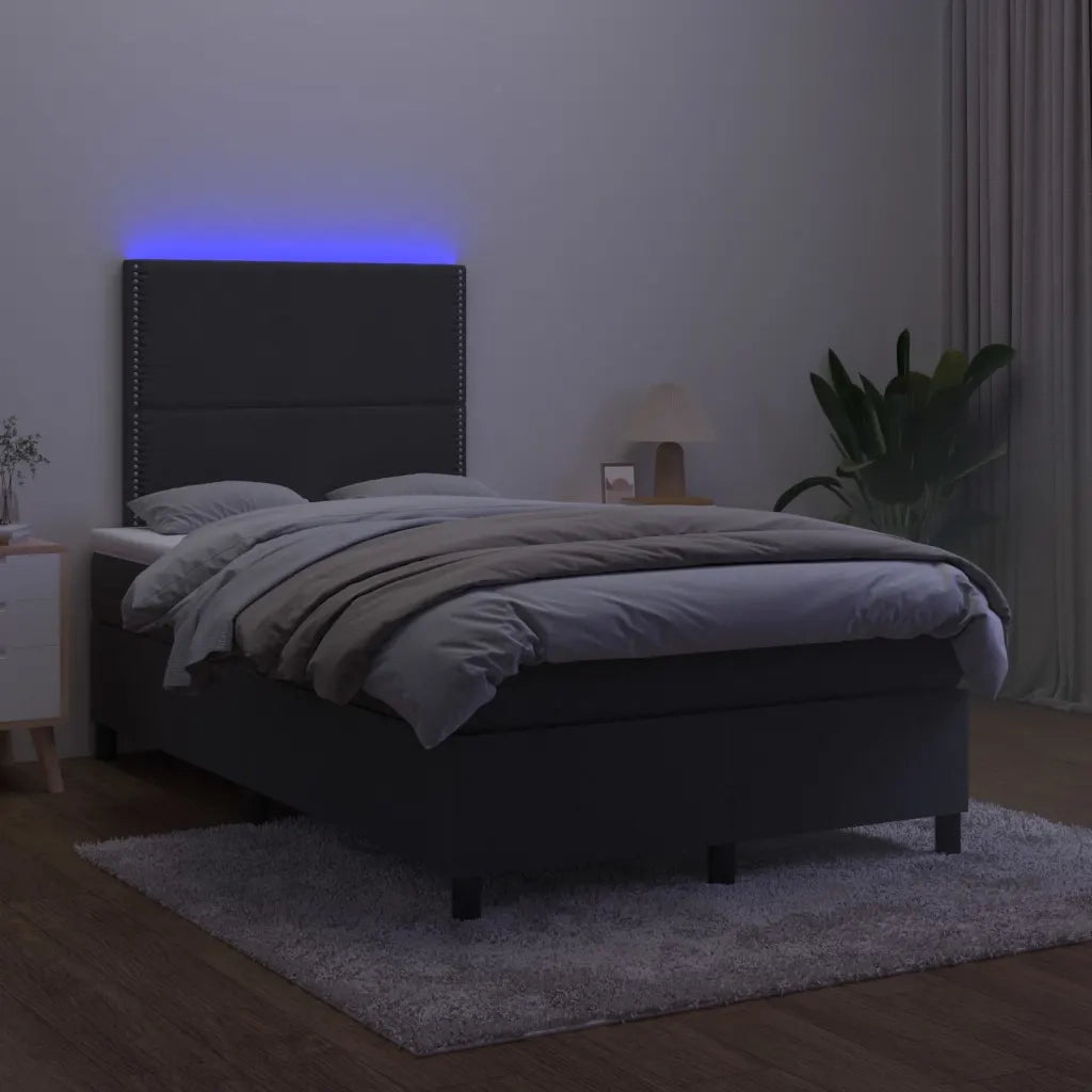 Letto a Molle con Materasso e LED Nero 120x200 cm in Velluto 3136055