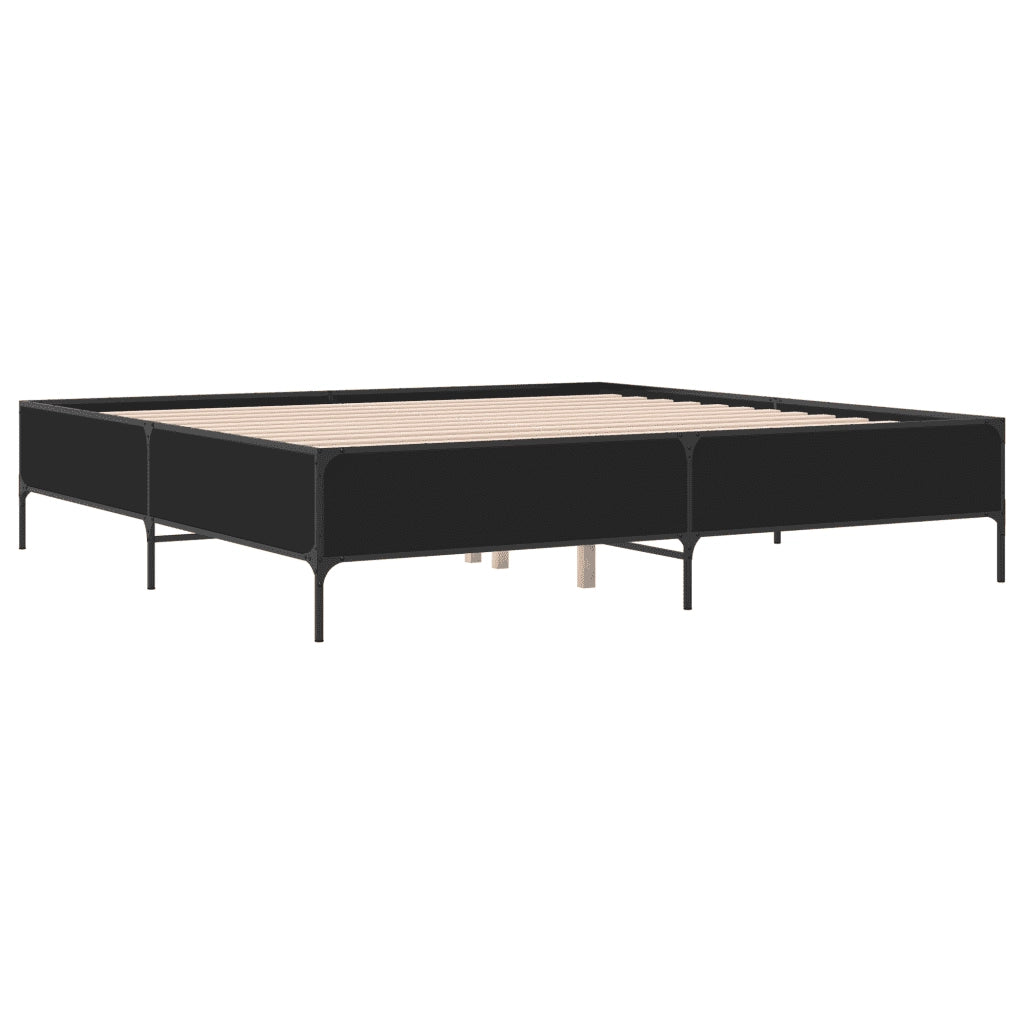 Giroletto Nero 180x200 cm in Legno Multistrato e Metallo