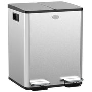 Pattumiera a Pedale 2 Sezioni da 20L 45,8x36x51,6 cm in Acciaio Inox e PP