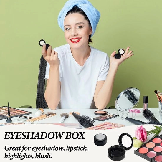 Borsa per il trucco - 4 pezzi - Cassetta di make-up vuota - Plastica - 35 mm - Per viaggi - Nero - Cassetta di make-up