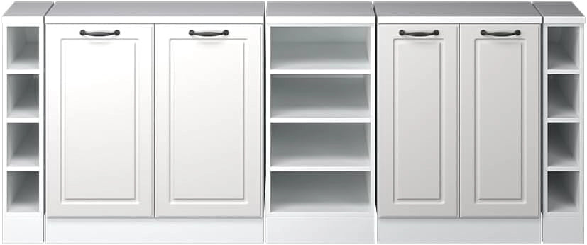 Set di mobili sottotetto Rion, Bianco casa di campagna, 210 cm Set di 5 carcasse armadio profondità 60 cm, adatto per il salvaspazio sotto tetti spioventi