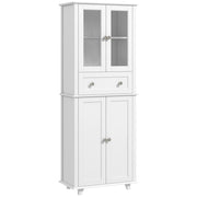 Armadio Cucina con Ante Vetro e Cassetto ¨C Zephmum ¨C 61x35x168,5 cm Bianco