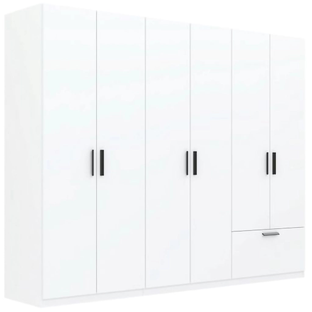 Armadio Camera da Letto Libaha, Guardaroba Grande 3 Ripiani, 269x210h cm Bianco