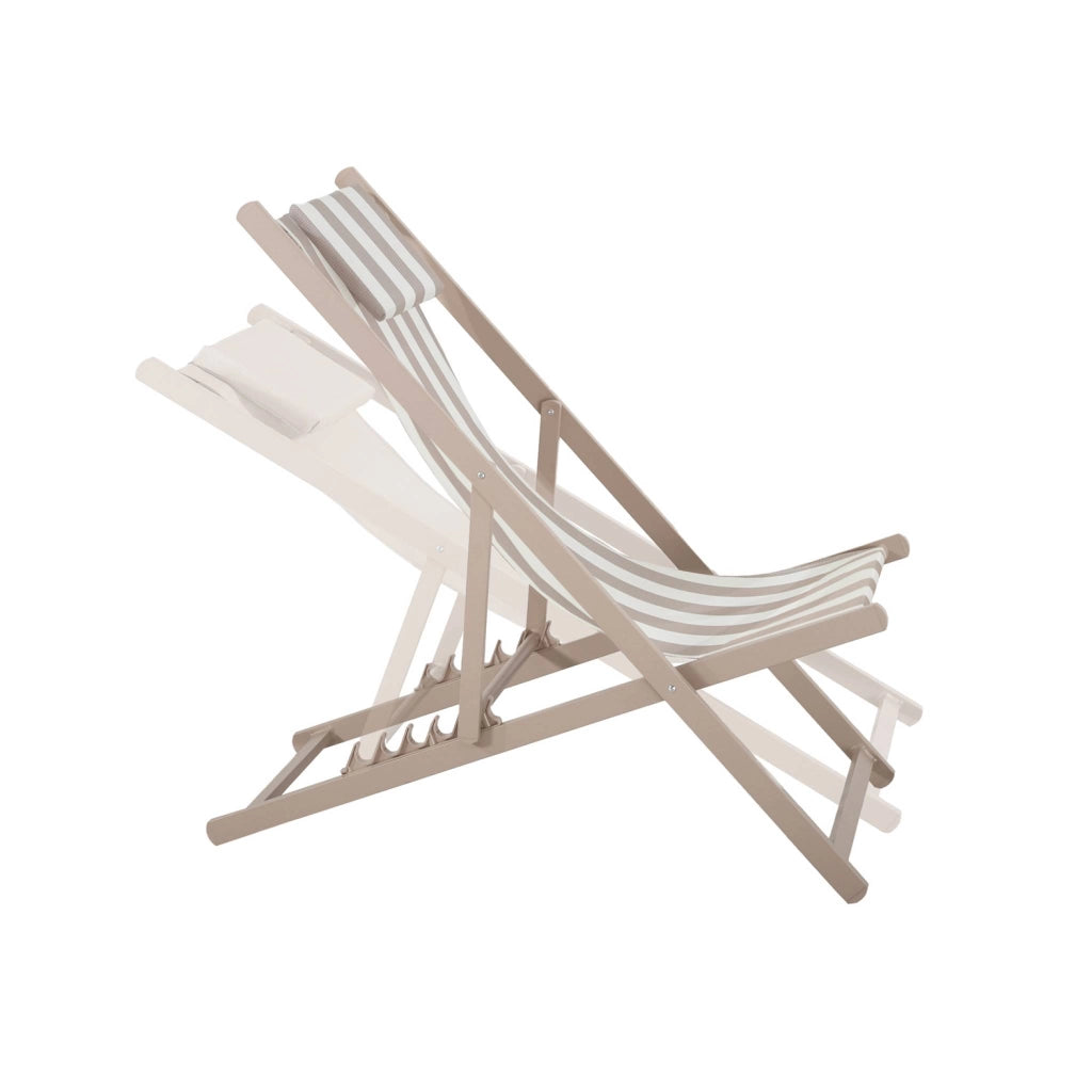 Set 2 lettini prendisole in alluminio multiposizione, righe beige