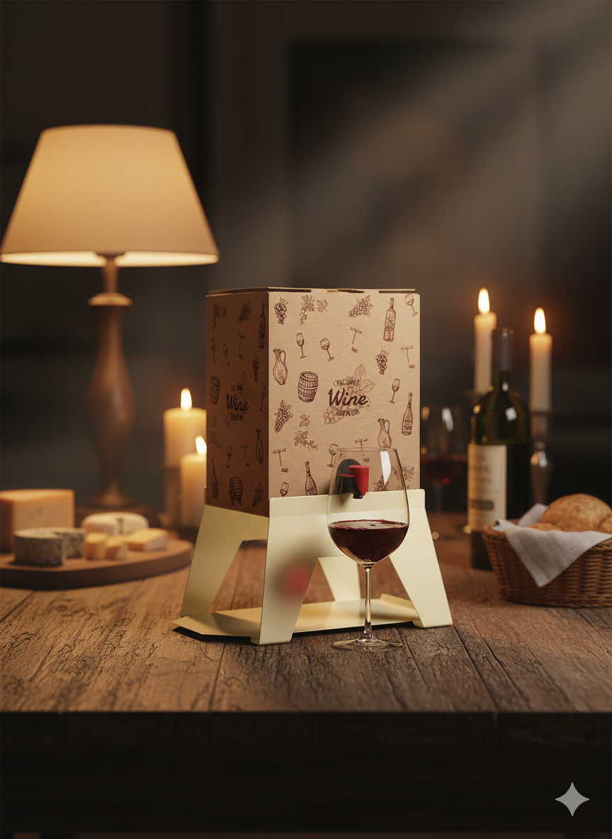 Supporto per Contenitore Vino 15 cm Bag 5L con Vassoio in Ferro Alluminato Lisa Luxury Bacco Panna