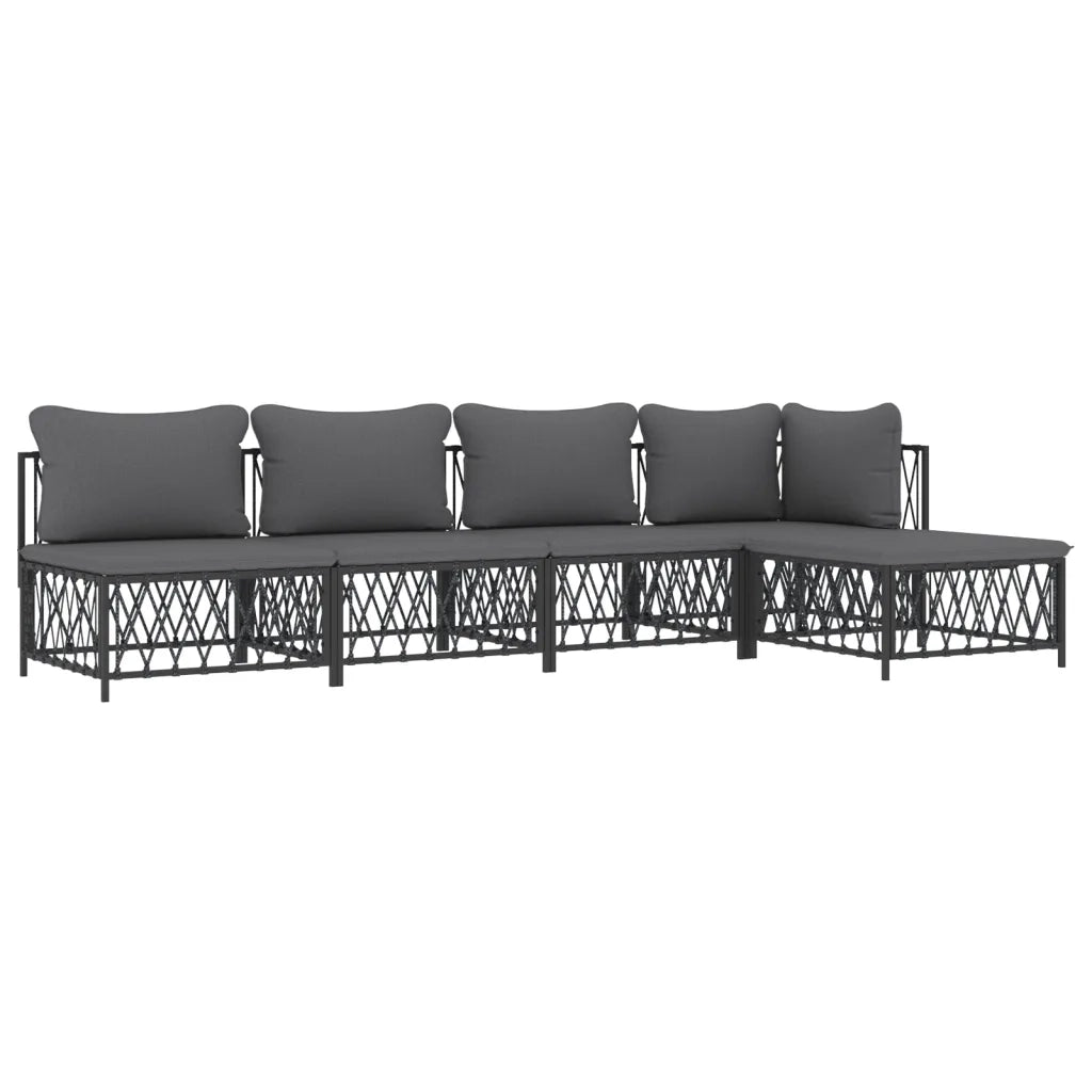 Set Salotto da Giardino 5 pz con Cuscini in Acciaio Antracitecod mxl 101249