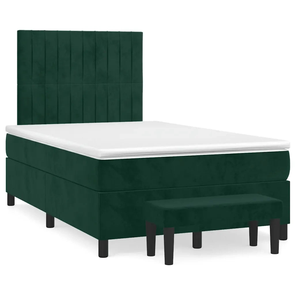 Giroletto a Molle con Materasso Verde Scuro 120x200 cm Velluto