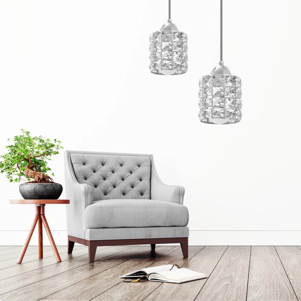 Lampada Da Soffitto Cristallo Argento APP727-1CP