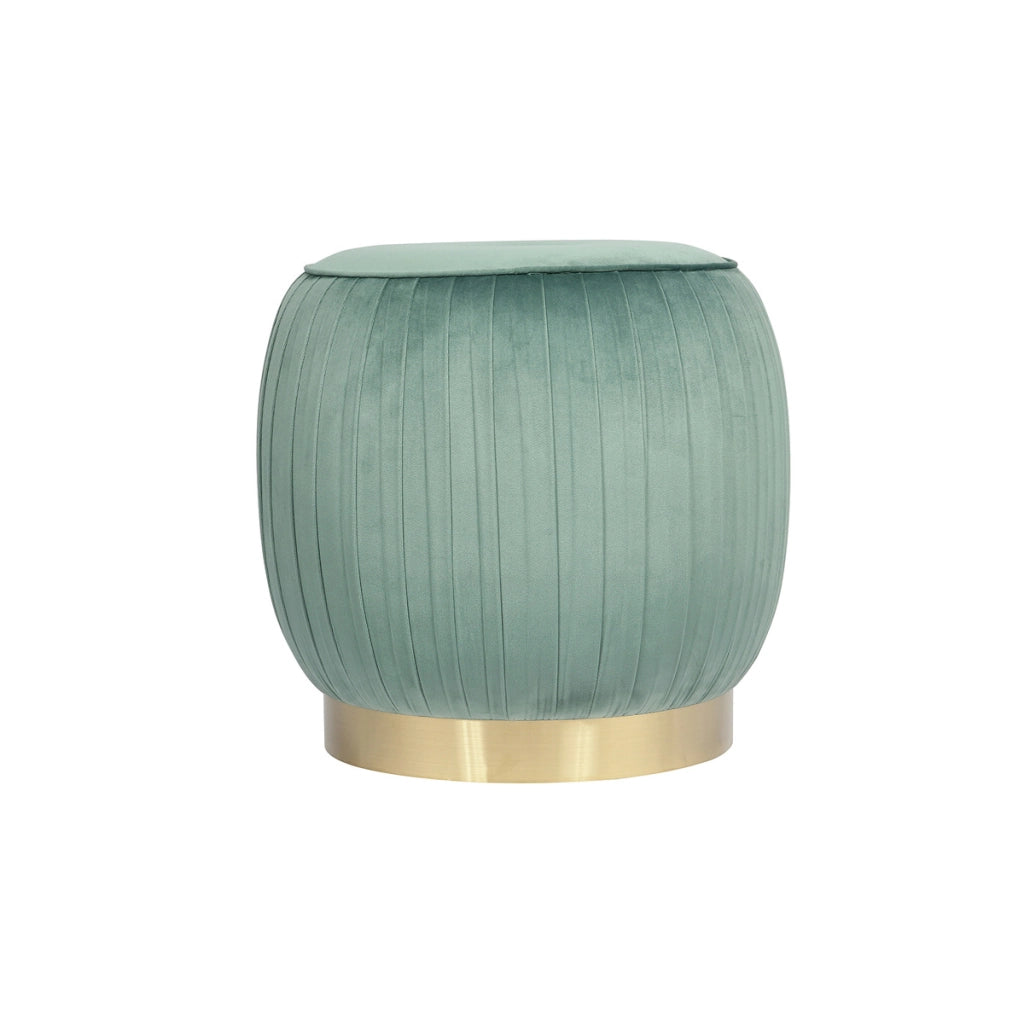 Pouf contenitore Lyla in velluto verde menta