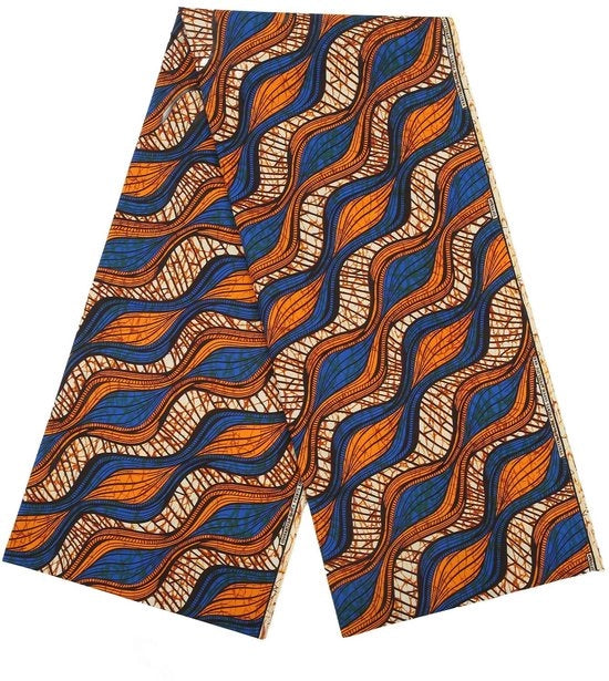 Tessuto Waxprint 6 Metri - Polyester Africano - Multifunzionale - Abbigliamento/DIY - Sostenibile - Disegno Geometrico - Tessuti