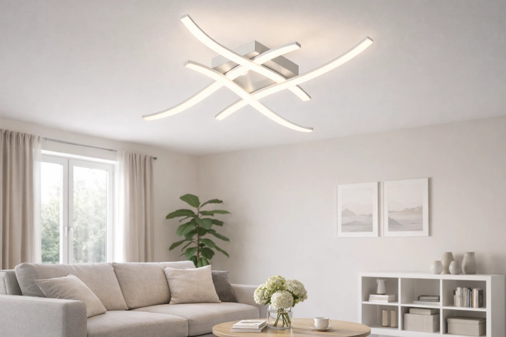 Plafoniera LED Moderna 35W 2800LM CCT Switch 3000K 4000K 6500K 64x64 cm Soffitto Design Curvo Alluminio Bianco Acrilico Opaco 120°