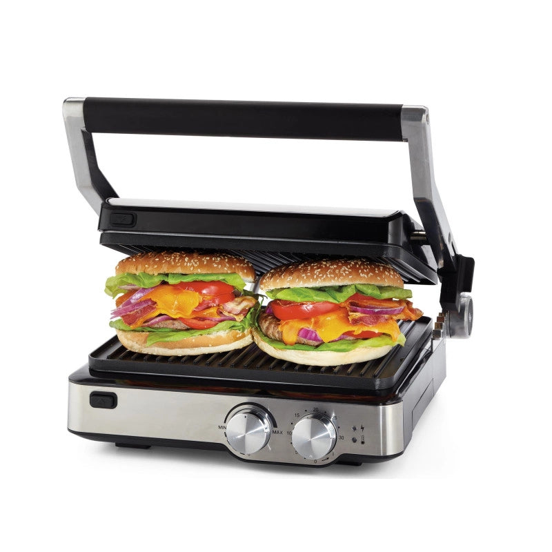 Griglia Elettrica - Piastre Antiaderenti Removibili - 5 Temperature - 2000 Watt - Acciaio Inox