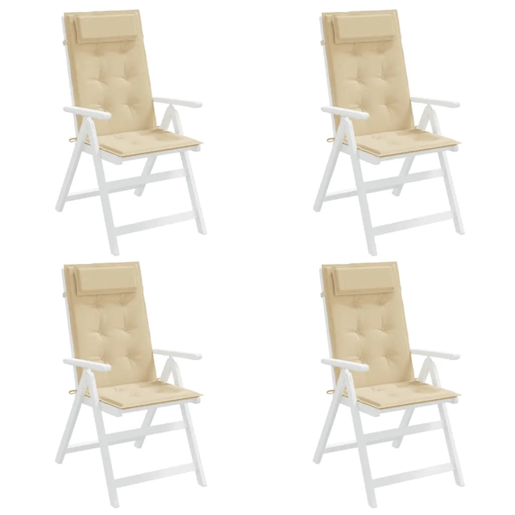 Cuscini per Sedia con Schienale Alto 4 pz Beige Tessuto Oxford 361884