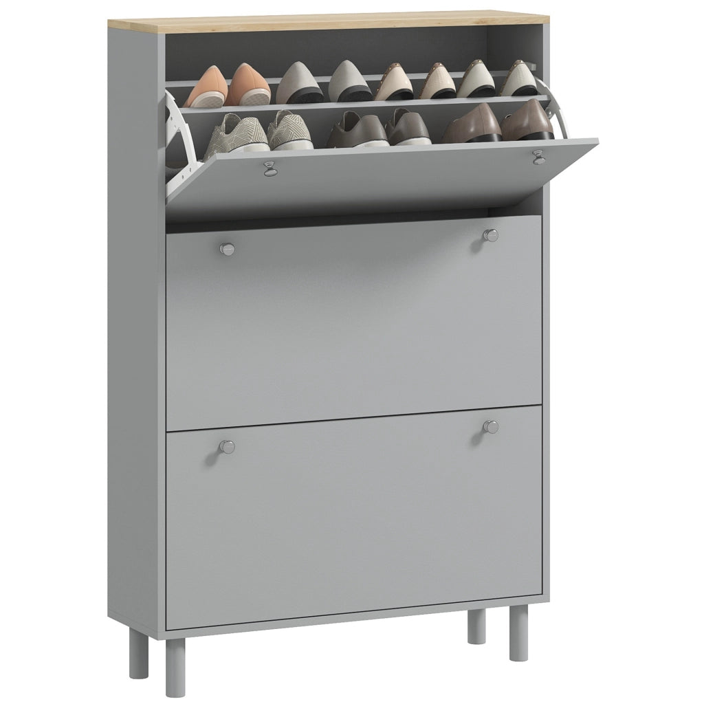 Scarpiera con 3 cassetti e ripiani regolabili ¨C zephmum ¨C 80x23.5x121cm grigio
