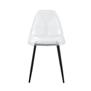 set di 4 sedie da pranzo in plastica trasparente con gambe in metallo nero; 120 kg; 83 cm