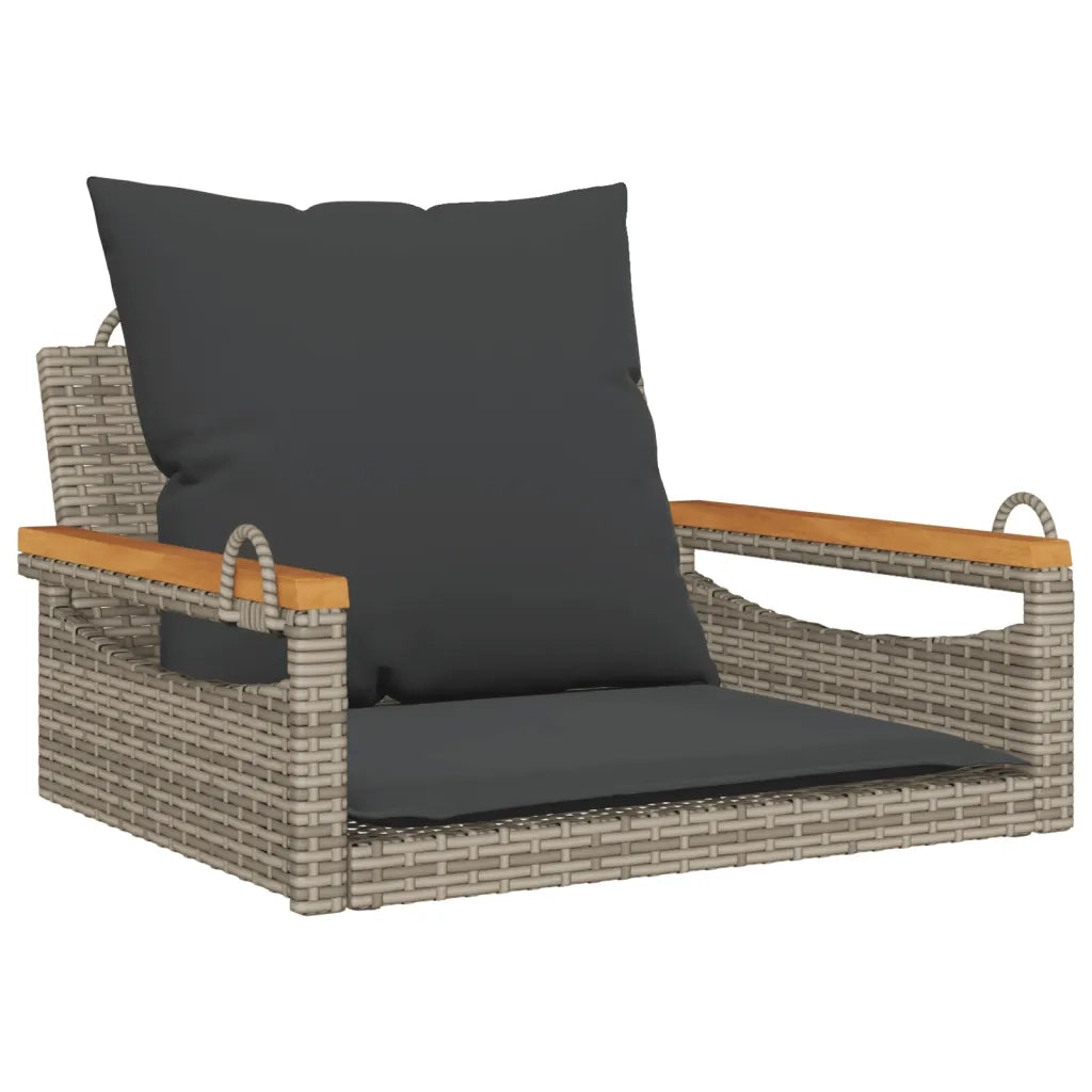 Panca da Giardino | Panchina Dondolo con Cuscini Grigia 63x62x40 cm in Polyrattan