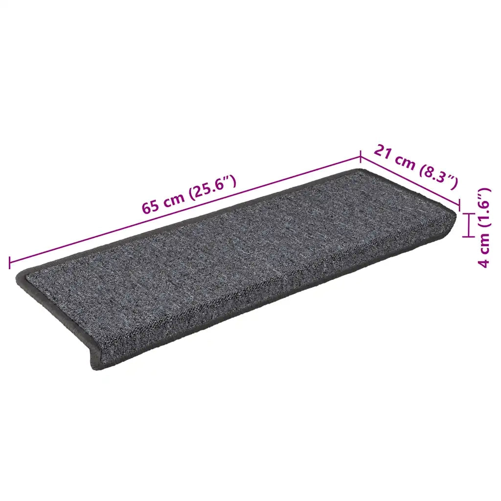 vidaXL Tappetini per scale 30 pz 65x21x4 cm Grigio scuro Bordo rettangolare