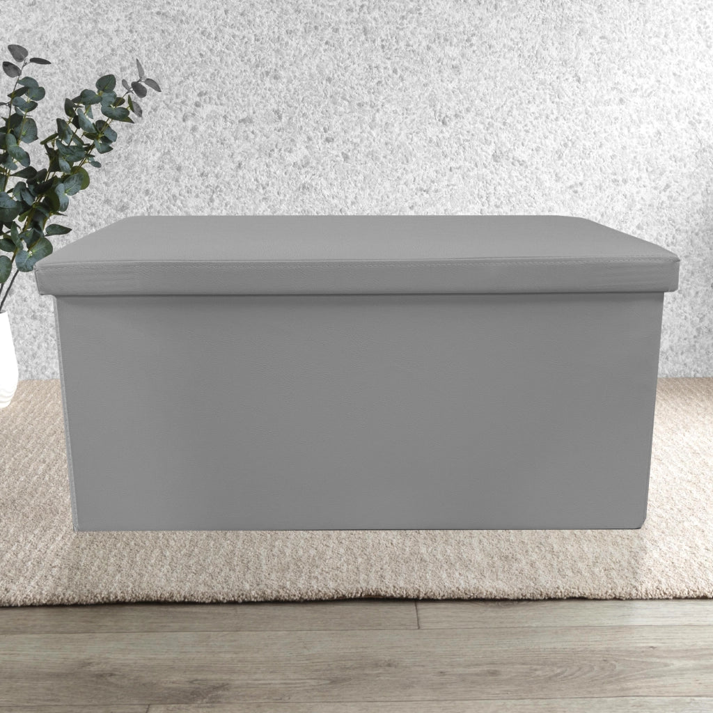 Puff Ottomano rettangolare pieghevole in similpelle 76x38x38 cm | Nyana Casa | Stile ottomano | Similpelle resistente | Nero, grigio e beige