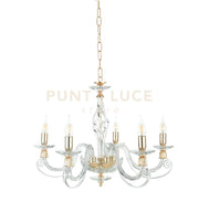 LAMPADARIO 1306 5 LUCI TRASPARENTE E ORO ATTACCO E14 D.76CM