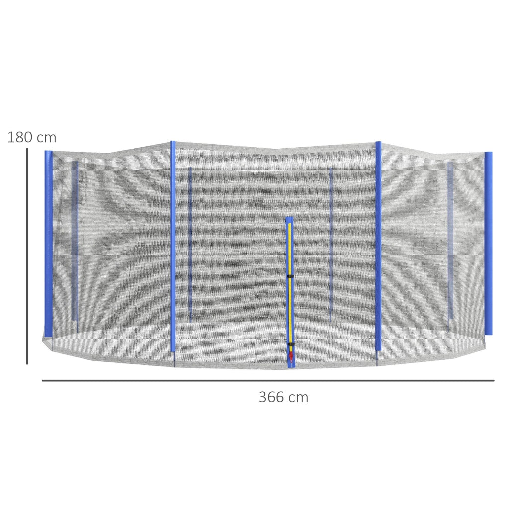 Rete di Protezione per Trampolini a 8 Pali con Ingresso con Cerniera Ø366x180 cm in PE Nero e Blu