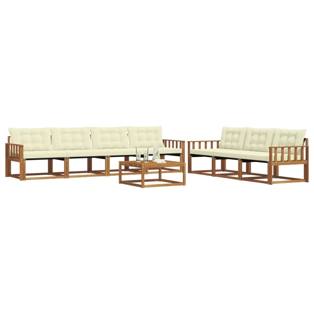 Set di divani da esterno con cuscino 8 pcs Naturale e Crema