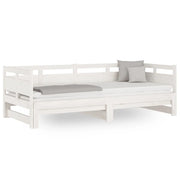 Letto singolo | Letto per adulti | Dormeuse Estraibile Bianca Legno Massello di Pino 2x(80x200) cm