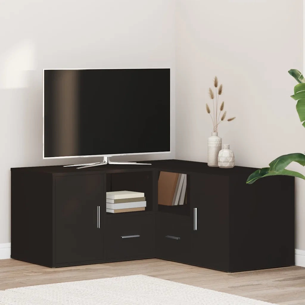 vidaXL Mobile Angolare Nero 160x40x45 cm in Truciolato