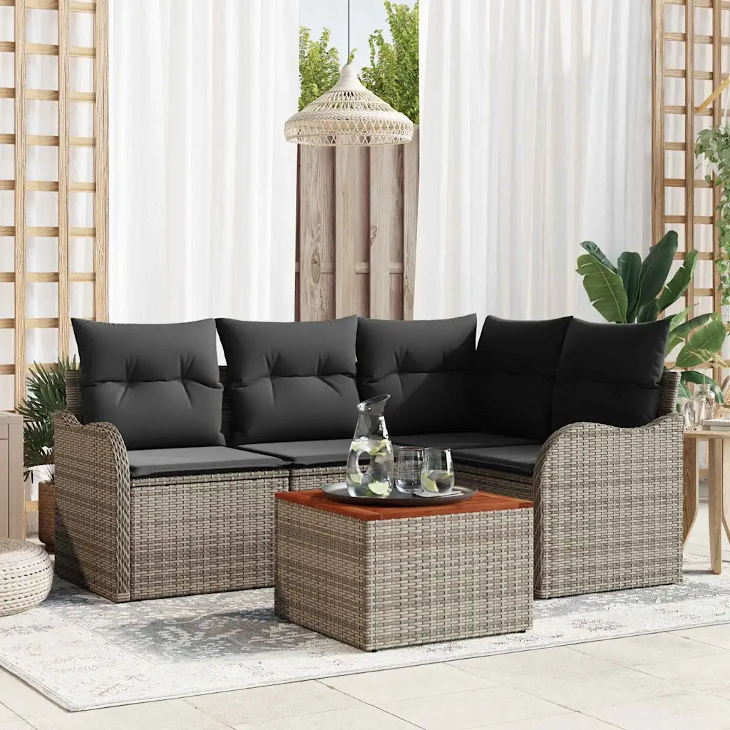Set Divano da Giardino 5 pcs Grigio polyrattan 3356116