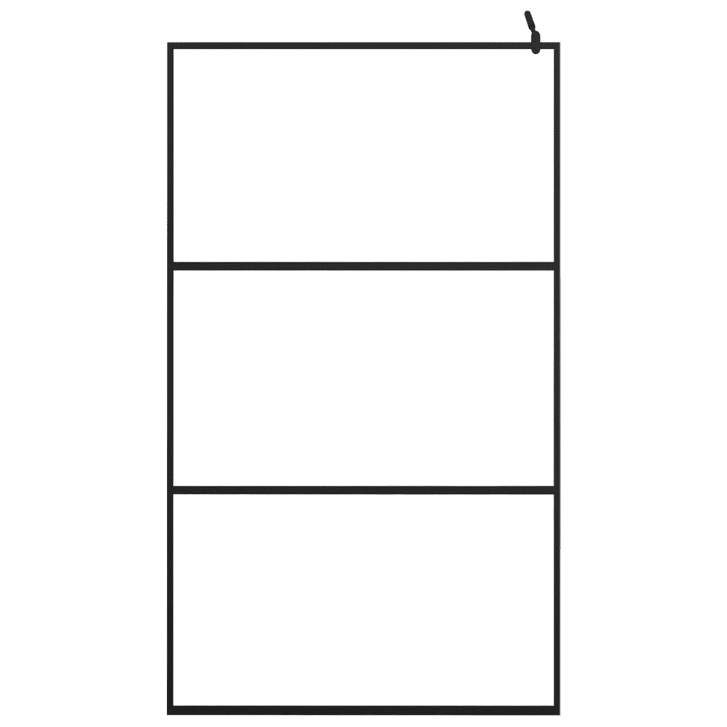 Parete Doccia Walk-in in Vetro Trasparente ESG Nera 115x195 cm 149151