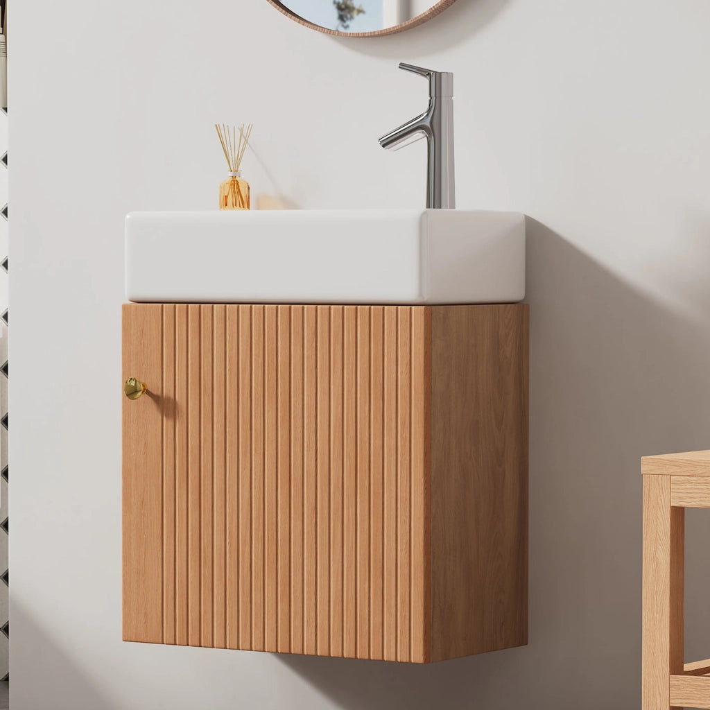Mobile sottolavabo da bagno con vano contenitore; lavabo in ceramica; 62×54×26 cm