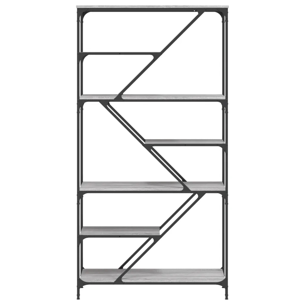 Libreria Grigio Sonoma 91x36x176 cm Legno Multistrato e Acciaio 835417