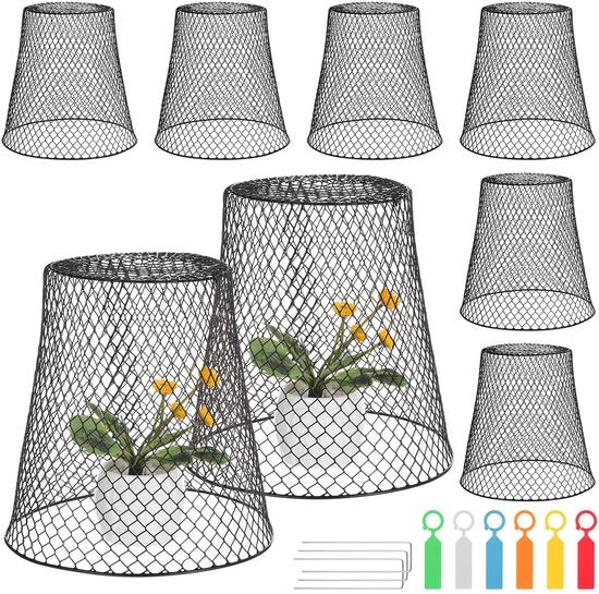 Decora 10-pack di orologi da giardino in metallo, protezioni per piante in metallo con tubo di vapore per la protezione delle piante, calzature per piante in metallo con piede in terra e etichetta (nero)
