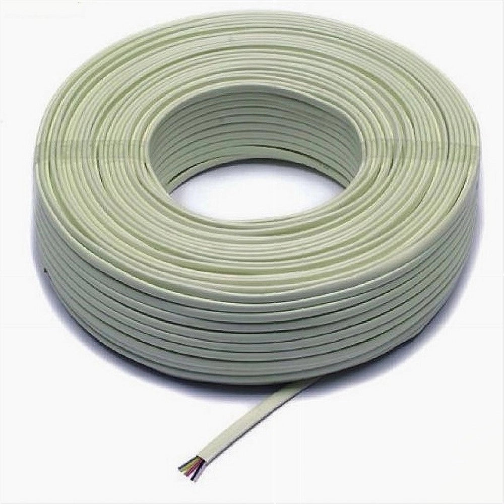 Trade Shop - Matassa Da 100mt Cavo Telefonico 4c Piatto Con Rivestimento Colore Avorio 31424 -