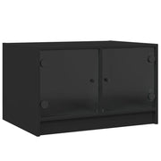 Tavolino da salotto | Tavolino da caff¨¨ | Tavolino da Soggiorno con Ante in Vetro Nero 68x50x42 cm