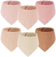 Sfoglia per Bambini in Muslin 100% Cotonica, Driehoeksjaal per Neonati, 6 Stuks, Colori Rosso e Khaki