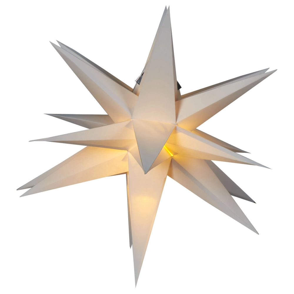 Decorazione natalizia a LED a forma di Stella di carta bianco sporco fatta a mano