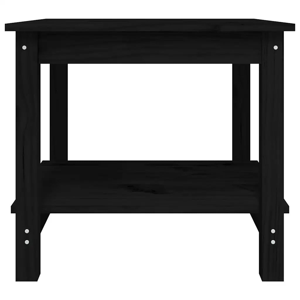 Tavolino da Salotto-Tavolino da soggiorno-Tavolo Nero 50x50x45 cm Legno Massello di Pino 169143