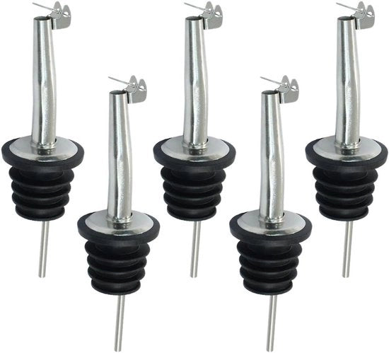 Set di 5 tappi di acciaio inossidabile per bottiglie di vino e cocktail