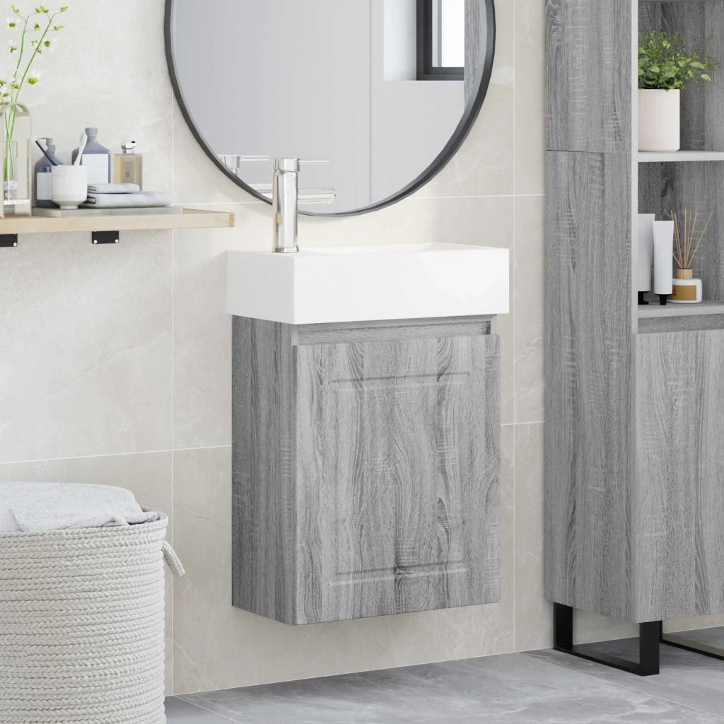 Mobile bagno con rubinetto Sonoma grigio 45,5 x 22,5 x 84 cm 889507