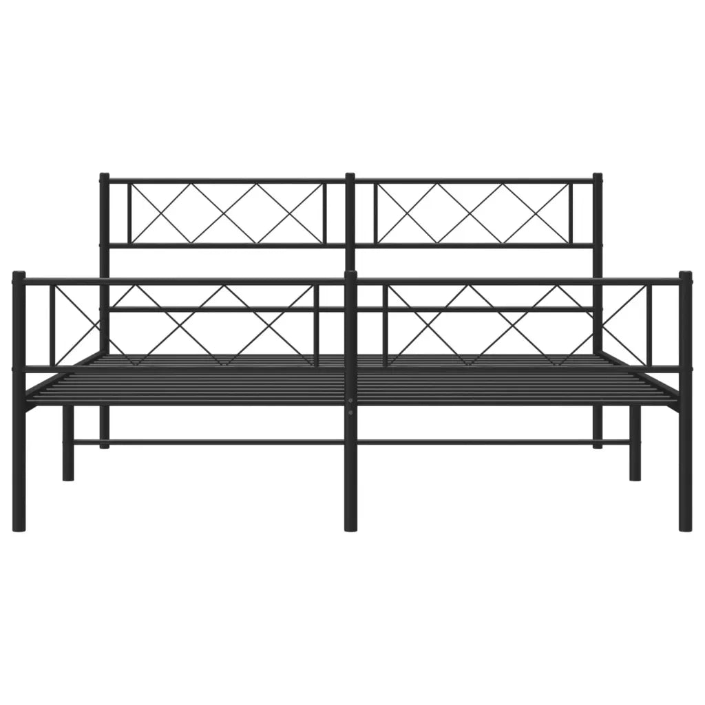 Giroletto con Testiera e Pediera Metallo Nero 140x200 cm 372296