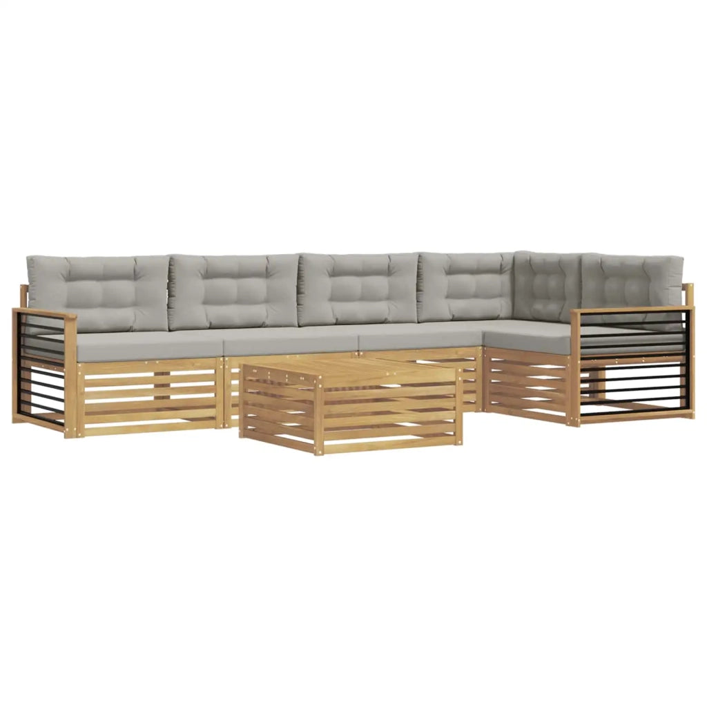 Set di divani da esterno 6 pz Bianco e Grigio Chiaro Poliestere 3390536