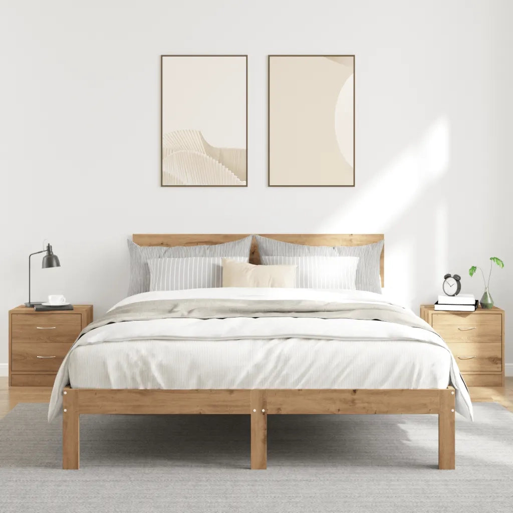 Comodini 2pz-Set di 2 Tavolino da notte Rovere Artigianale 40x30x40 cm in Truciolato 952430