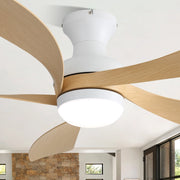 Ventilatore da soffitto bianco con LED dimmerabile, motore DC silenzioso e telecomando