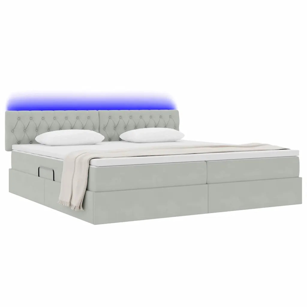 Letto con contenitore LED e materasso Grigio Chiaro