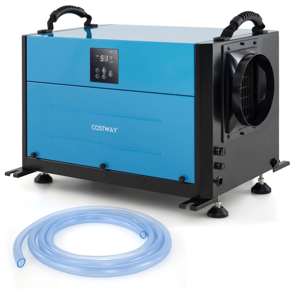 Deumidificatore industriale con tubo di drenaggio e sbrinamento automatico, Deumidificatore per spazi ristetti Blu-Condizionatori aria