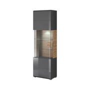 Vetrina collezione OHIO. Colore grigio antracite e rovere.