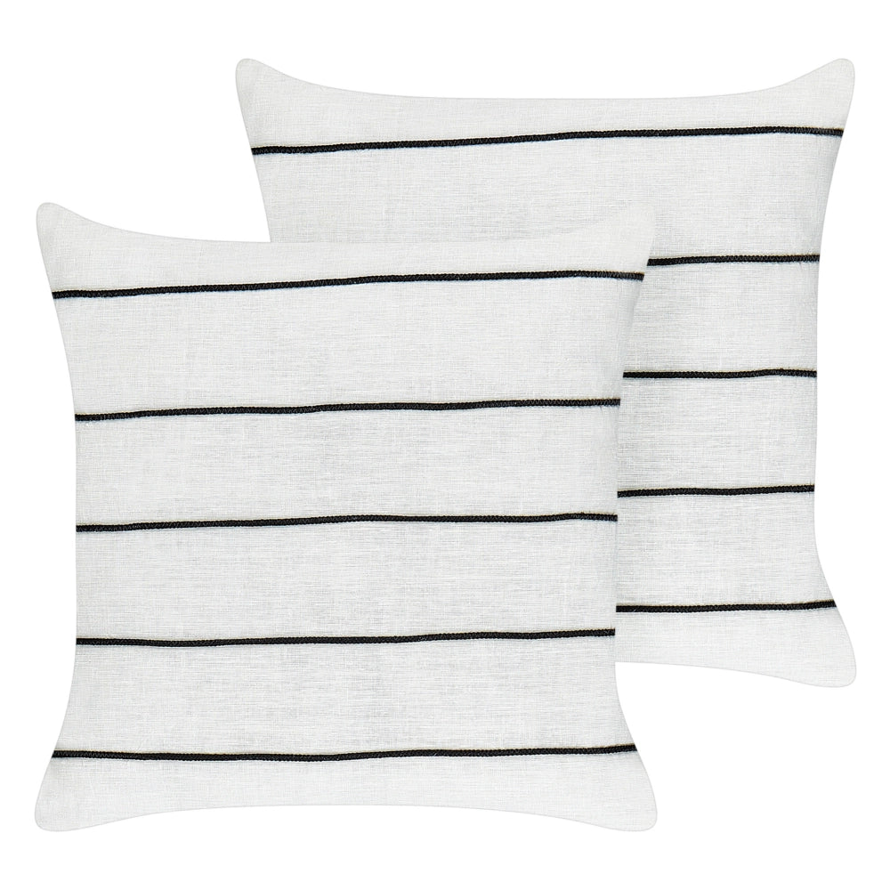 Set di 2 cuscini in lino e cotone con motivo a righe Bianco e nero 50 x 50 cm accessori salotto
