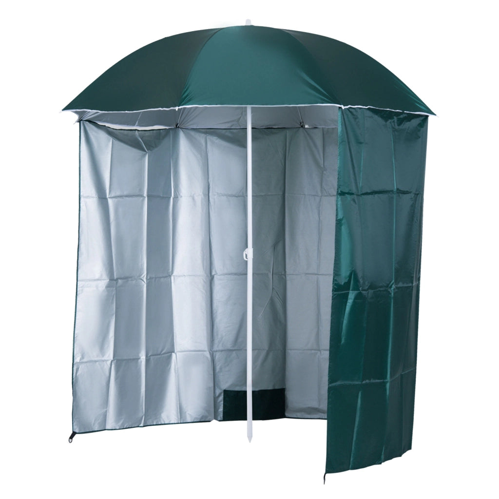 Parasol Beach Umbrella Sunshade con Sidewall Beach Polyester Dark Green 2.2 x H2.2m
