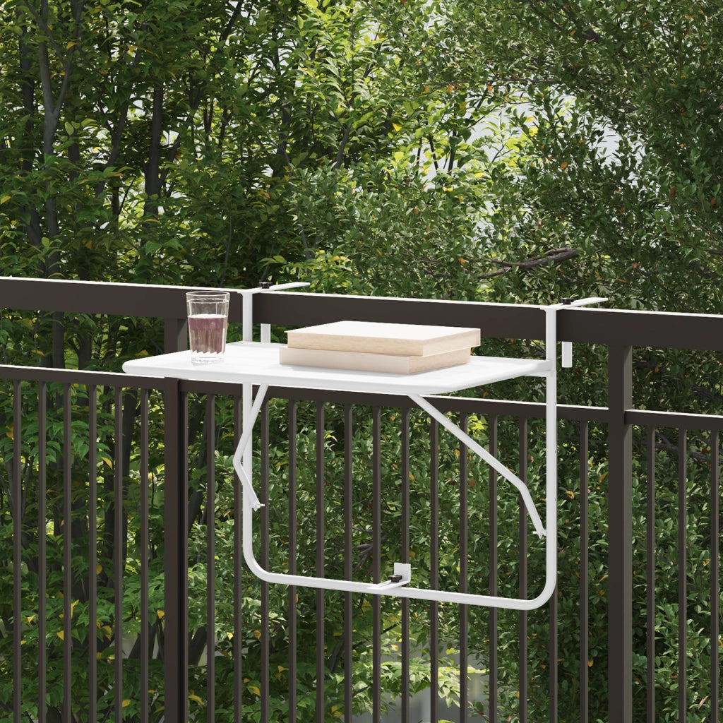 Tavolo da Balcone Pieghevole White 60x40 cm in Acciaio