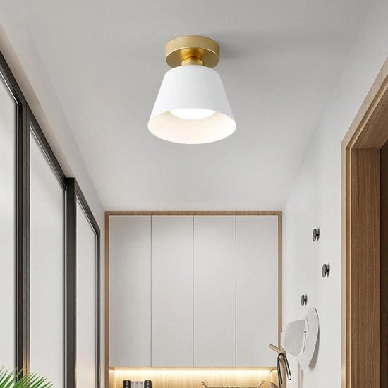 Lampada a soffitto LED moderna a bassa profondità con finitura in platino, adatta per hall, salotti e camere da letto, luce a tre colori, 17 x 16 cm.